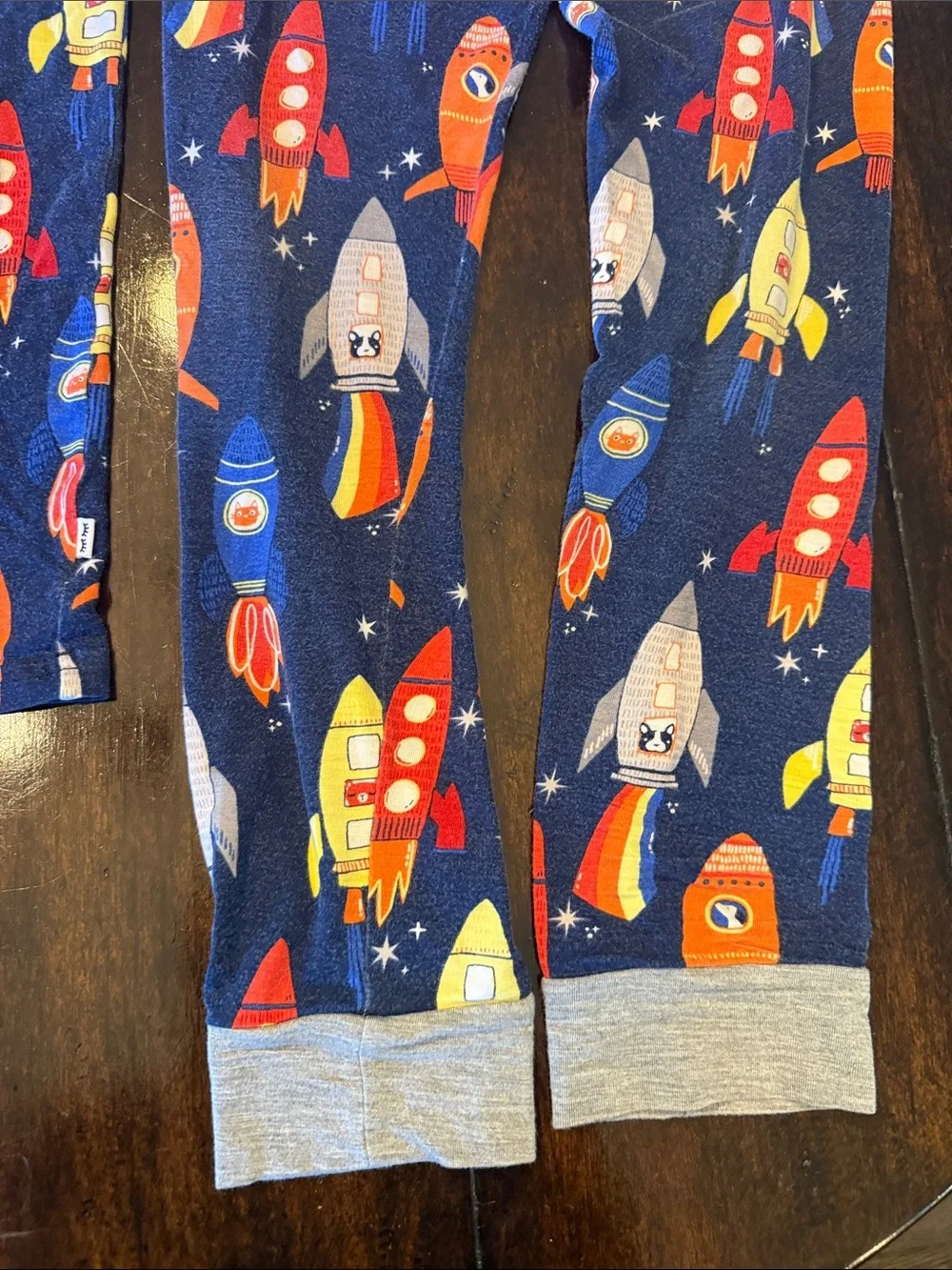 Little Sleepies Navy Rocket Pajama Set with Red, Yellow & Orange Rockets